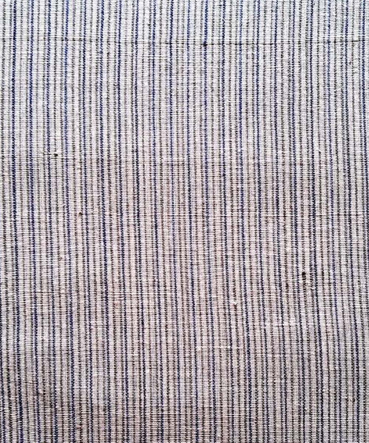 Cyan blue grey thin stripe fabric handwoven cotton khadi fabric