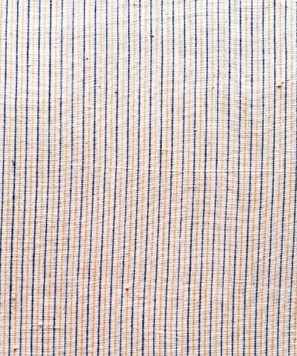 Cyan blue  yellow stripe  handwoven cotton khadi fabric