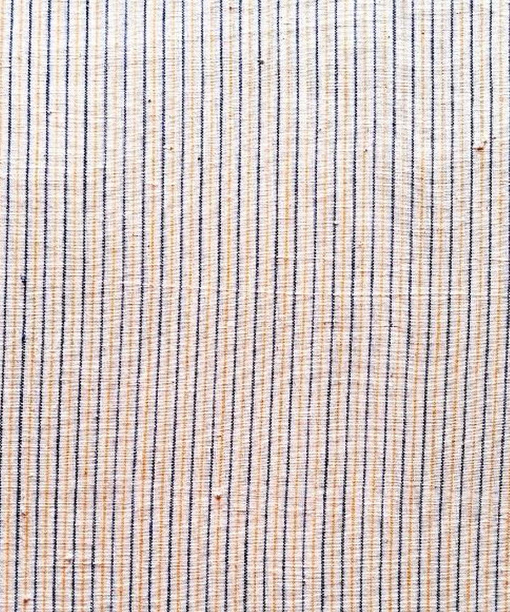 Cyan blue  yellow stripe  handwoven cotton khadi fabric