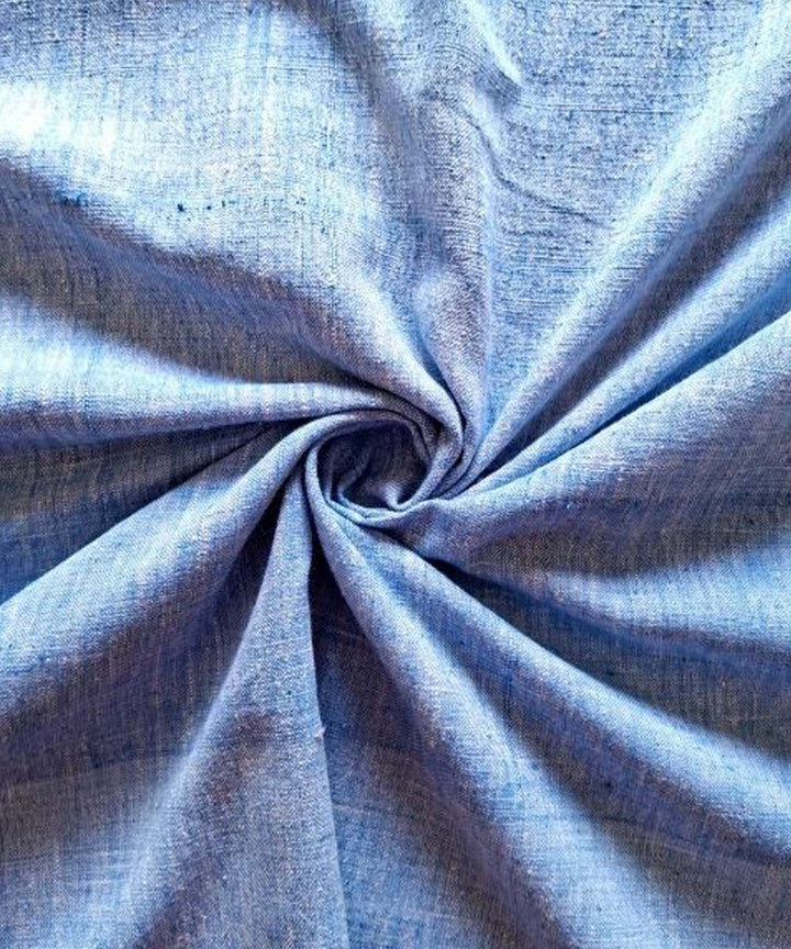 Cyan blue yarn dyed handwoven cotton khadi fabric