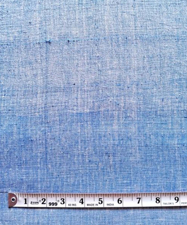 Cyan blue yarn dyed handwoven cotton khadi fabric