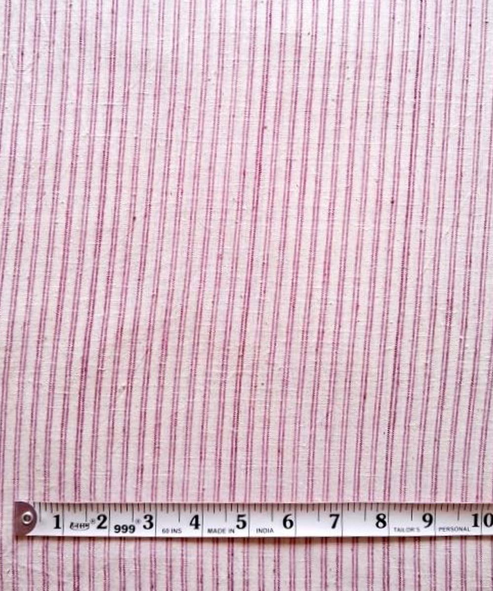 Brick red stripe handwoven cotton khadi fabric