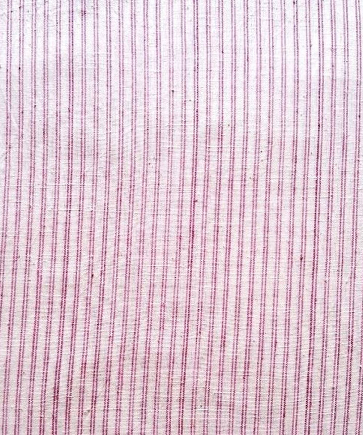 Brick red stripe handwoven cotton khadi fabric