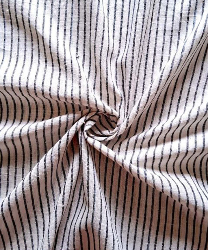 Offwhite black stripe khadi handwoven cotton fabric