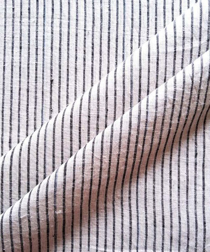 Offwhite black stripe khadi handwoven cotton fabric