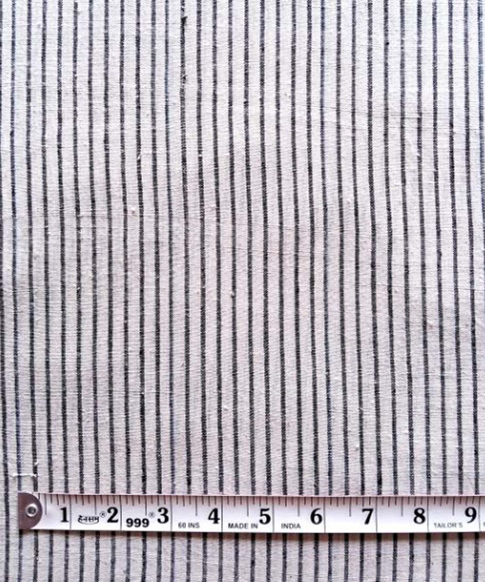 Offwhite black stripe khadi handwoven cotton fabric