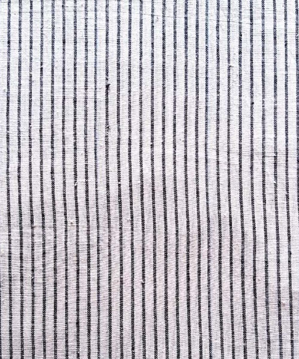 Offwhite black stripe khadi handwoven cotton fabric