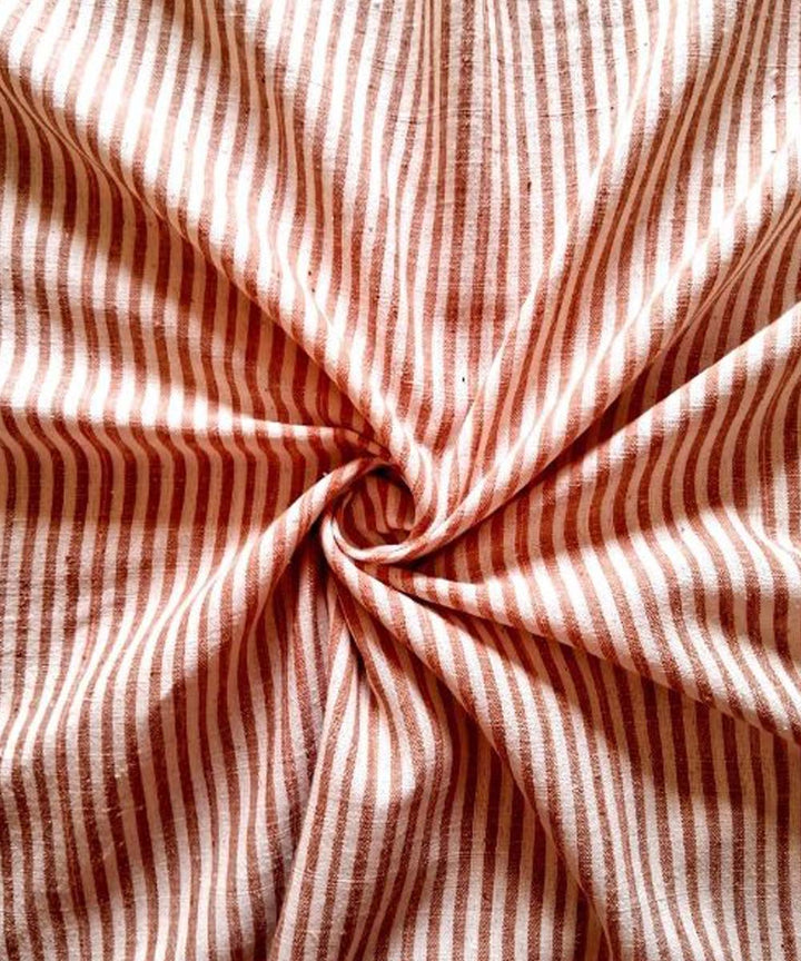 Brown stripe handwoven cotton khadi fabric