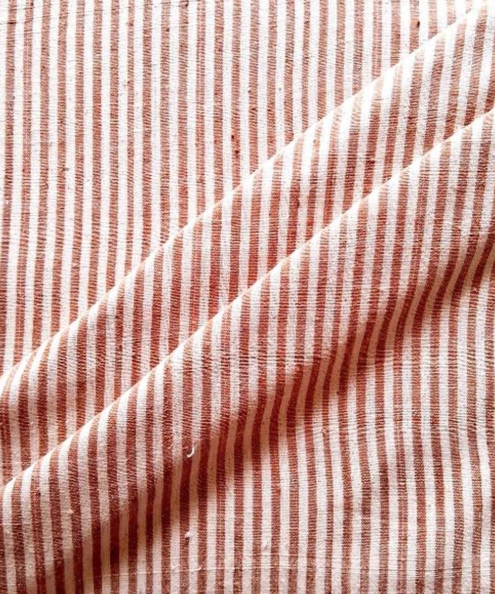 Brown stripe handwoven cotton khadi fabric