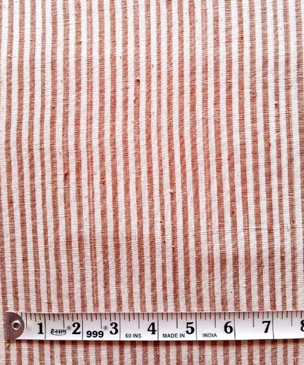 Brown stripe handwoven cotton khadi fabric