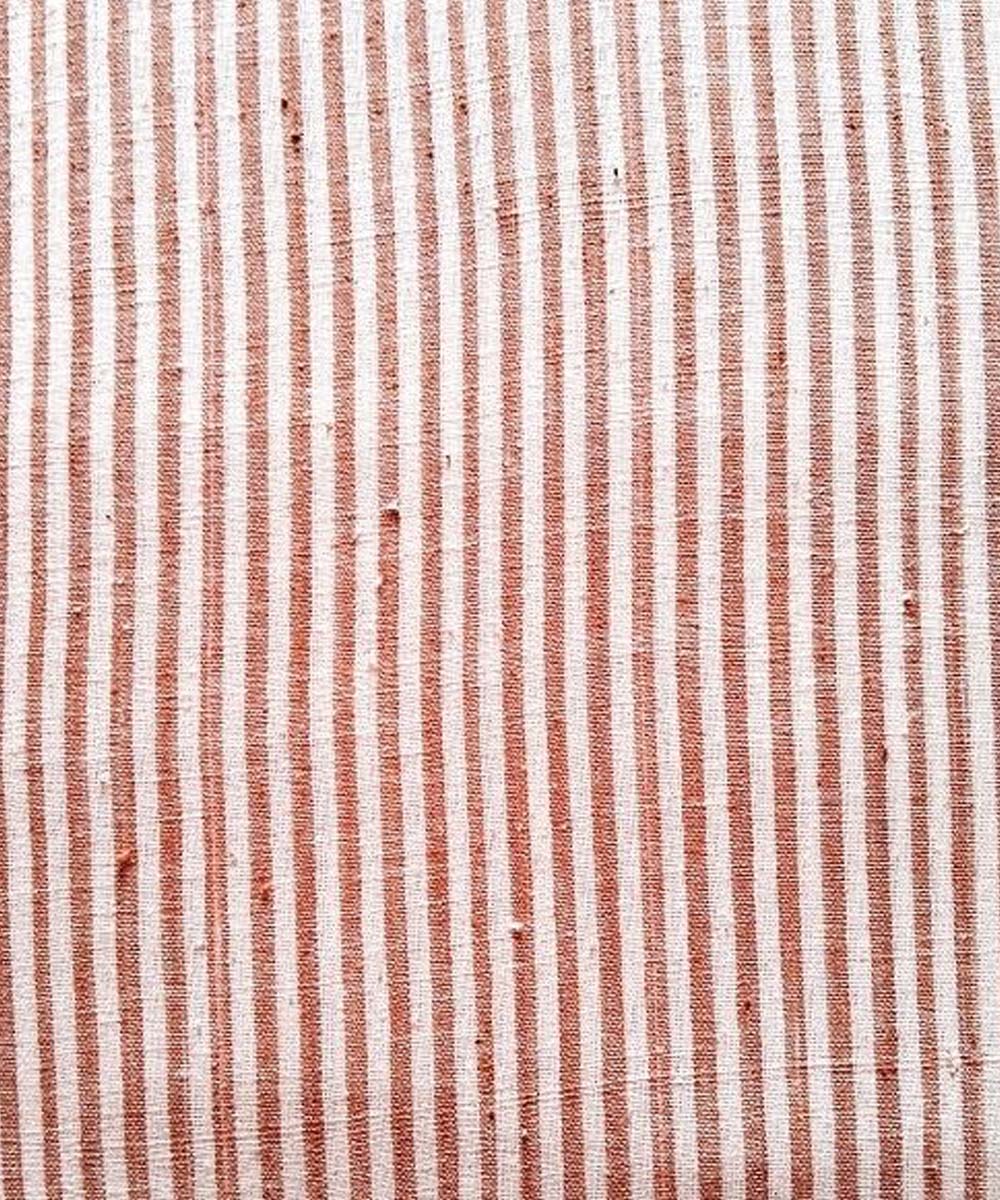 Brown stripe handwoven cotton khadi fabric