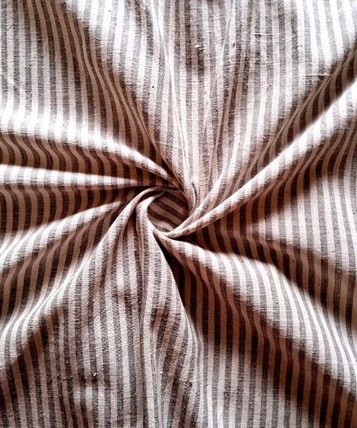 Grey striped handwoven cotton khadi fabric