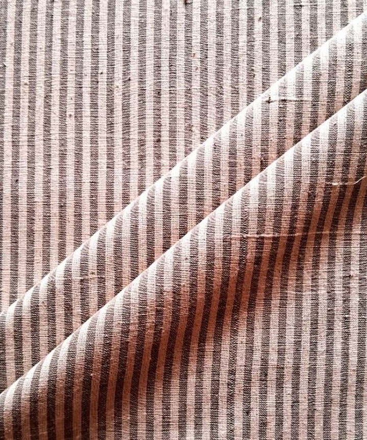 Grey striped handwoven cotton khadi fabric