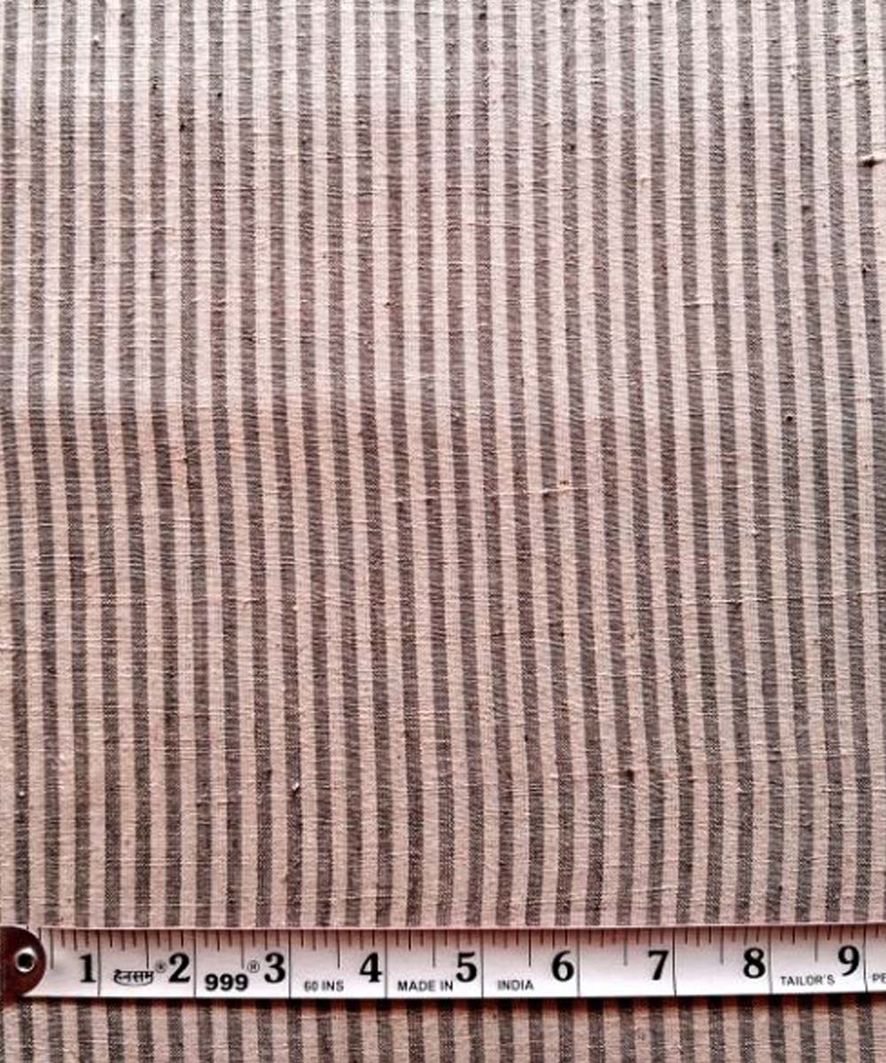 Grey striped handwoven cotton khadi fabric