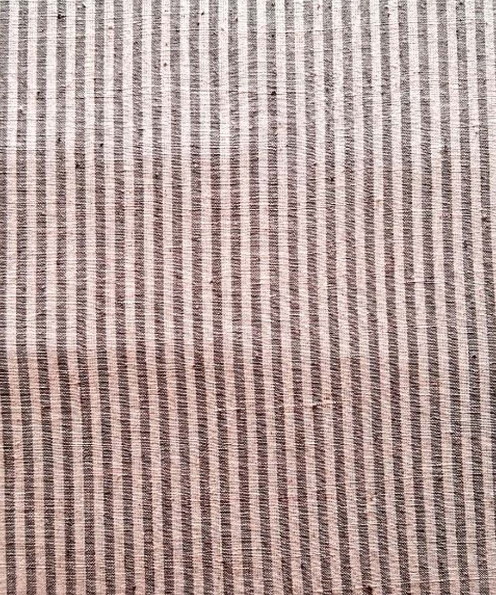 Grey striped handwoven cotton khadi fabric