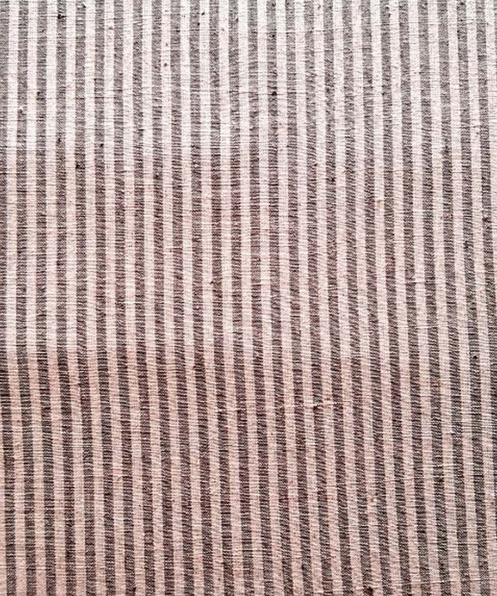 Grey striped handwoven cotton khadi fabric