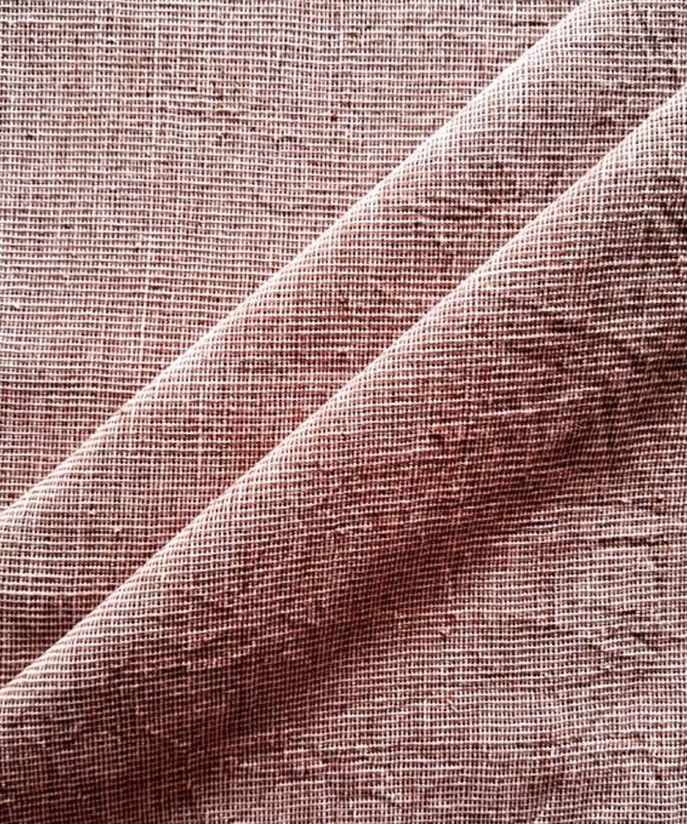 Brown  beige yarn dyed handwoven cotton khadi fabric