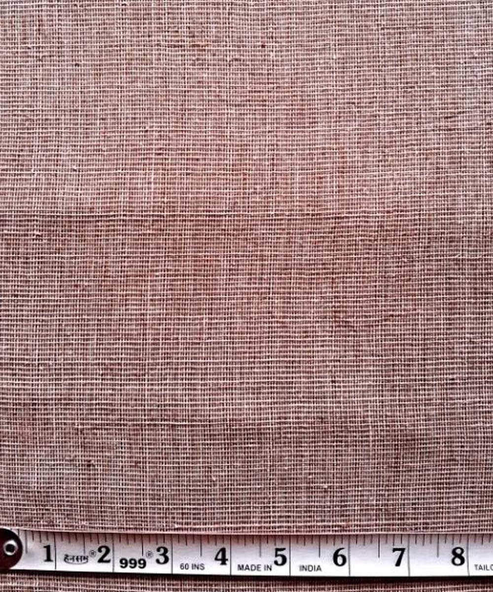 Brown  beige yarn dyed handwoven cotton khadi fabric