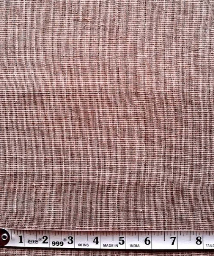 Brown  beige yarn dyed handwoven cotton khadi fabric