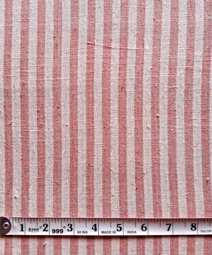 Peach stripe handwoven cotton khadi fabric