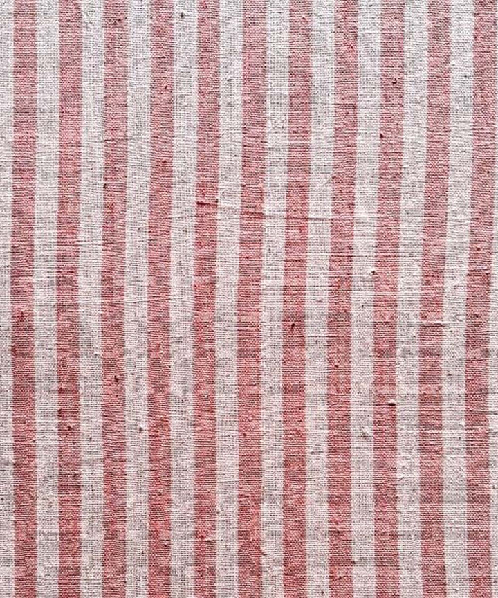 Peach stripe handwoven cotton khadi fabric