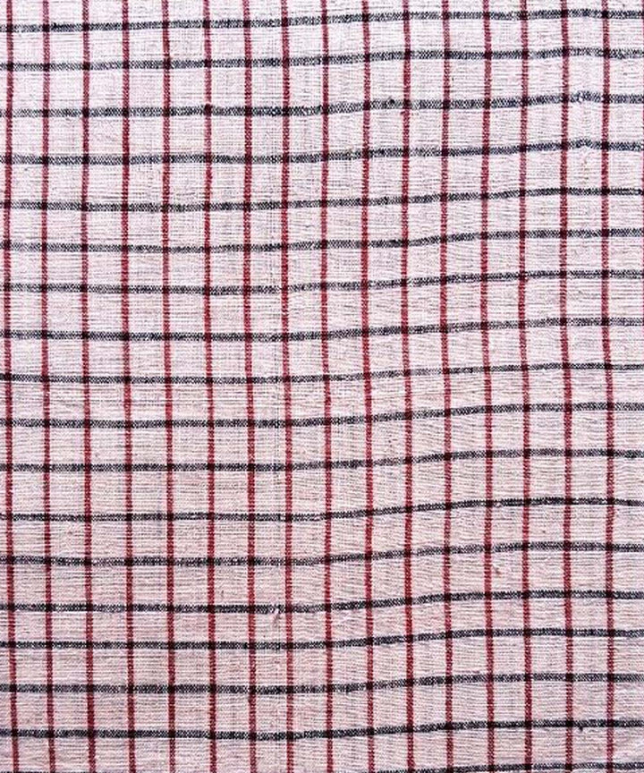 Cyan blue red checks fabric handwoven cotton khadi fabric