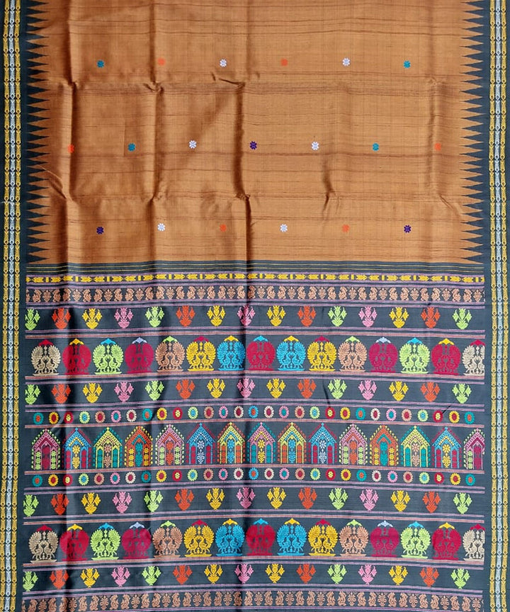 Brown black tussar silk handloom gopalpur saree