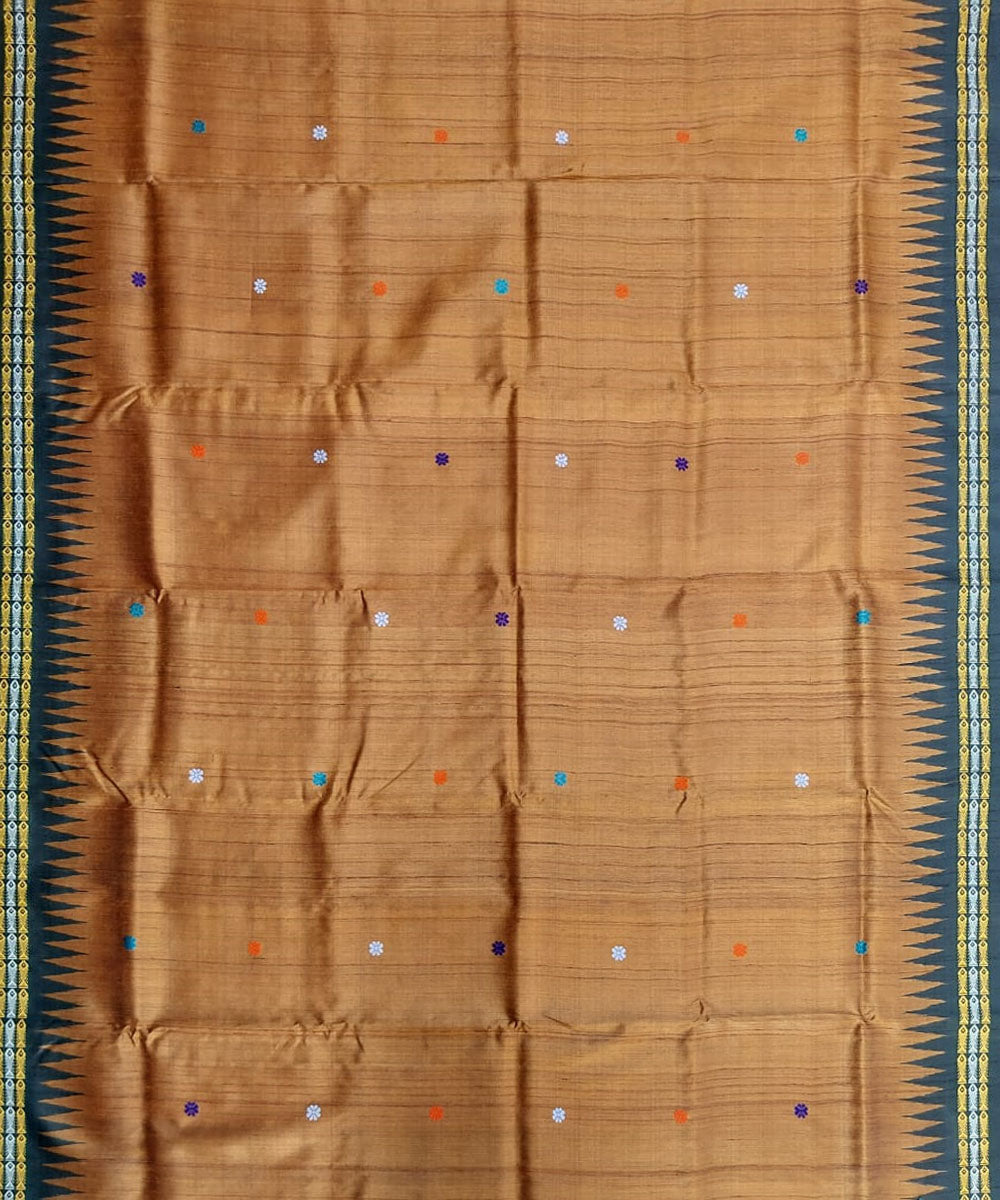Brown black tussar silk handloom gopalpur saree