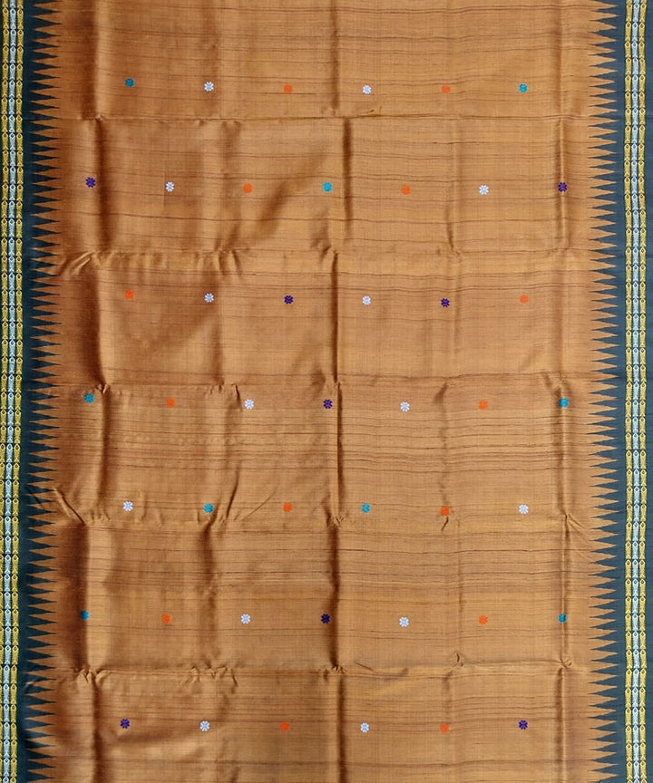 Brown black tussar silk handloom gopalpur saree
