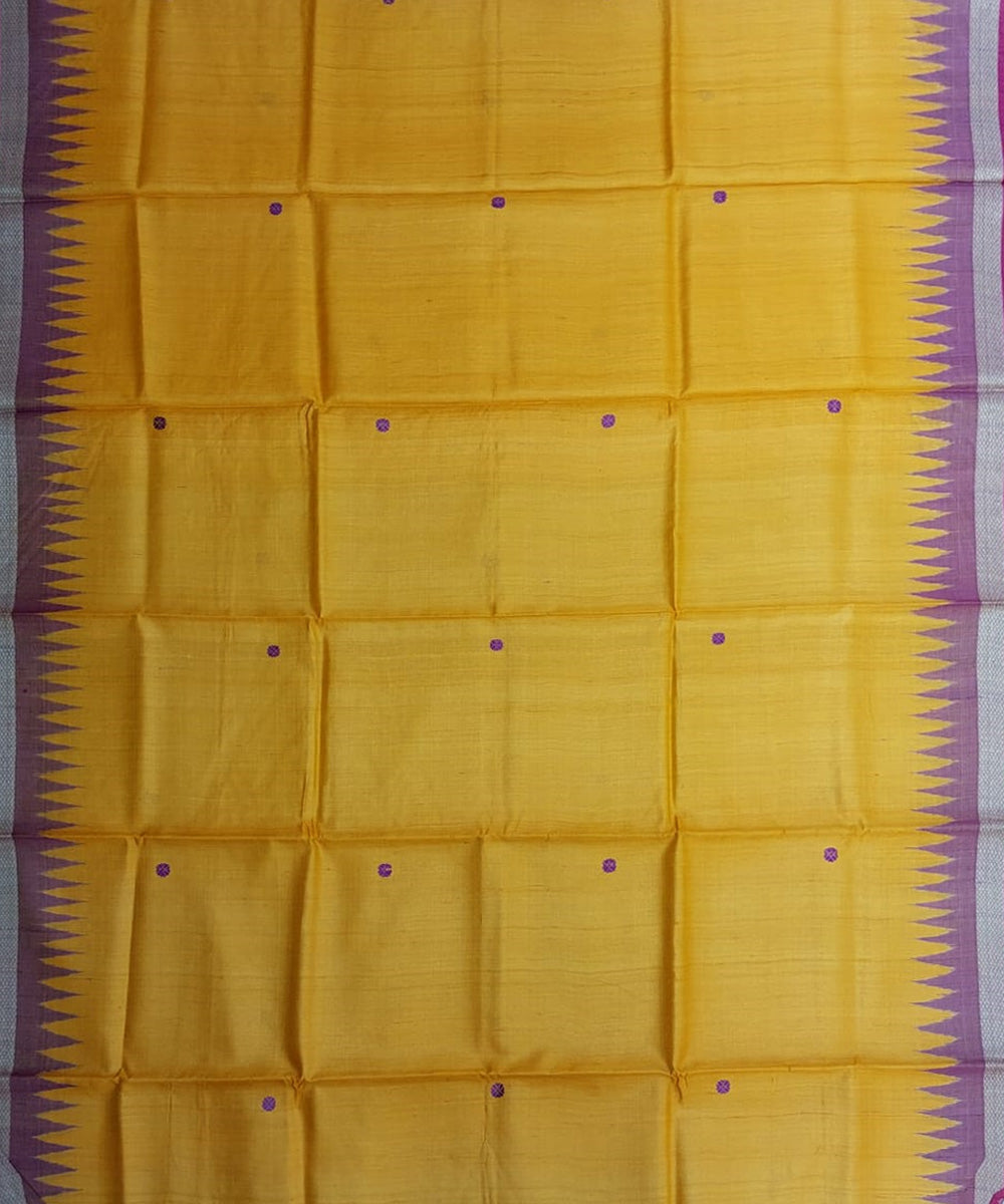 Yellow brown tussar silk handloom gopalpur saree