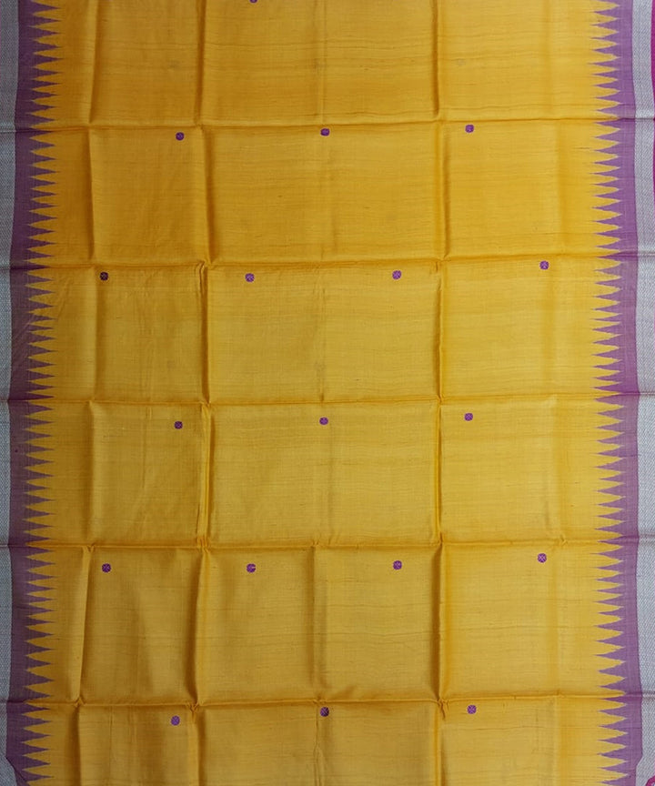 Yellow brown tussar silk handloom gopalpur saree