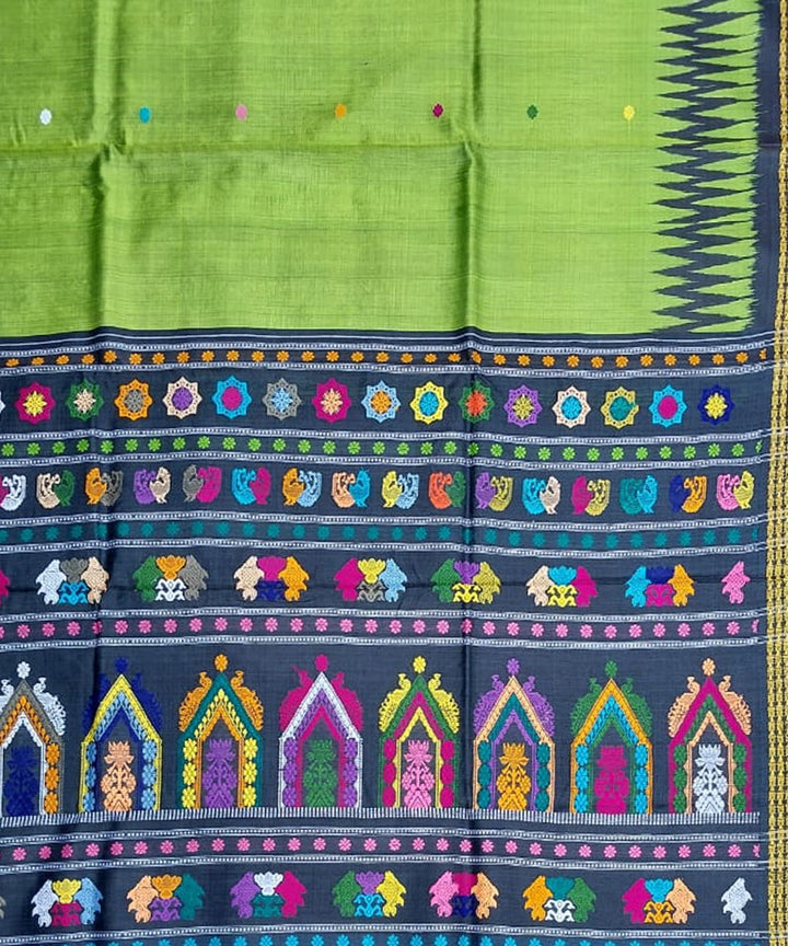 Light green blue handloom tussar silk gopalpur saree