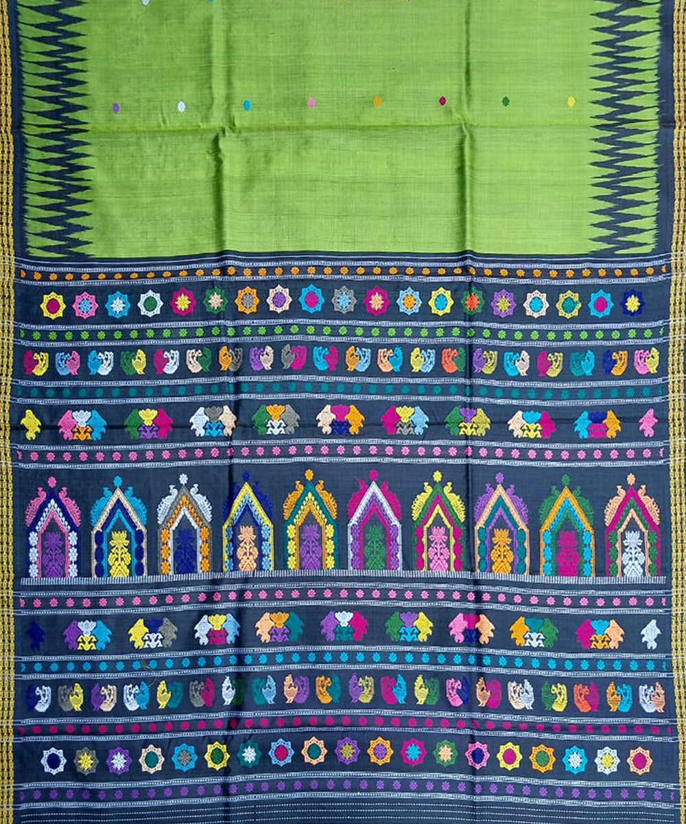 Light green blue handloom tussar silk gopalpur saree