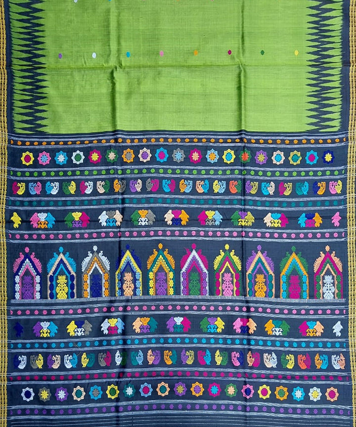 Light green blue handloom tussar silk gopalpur saree