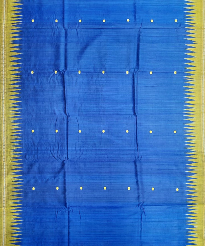Navy blue yellow tussar silk handloom gopalpur saree