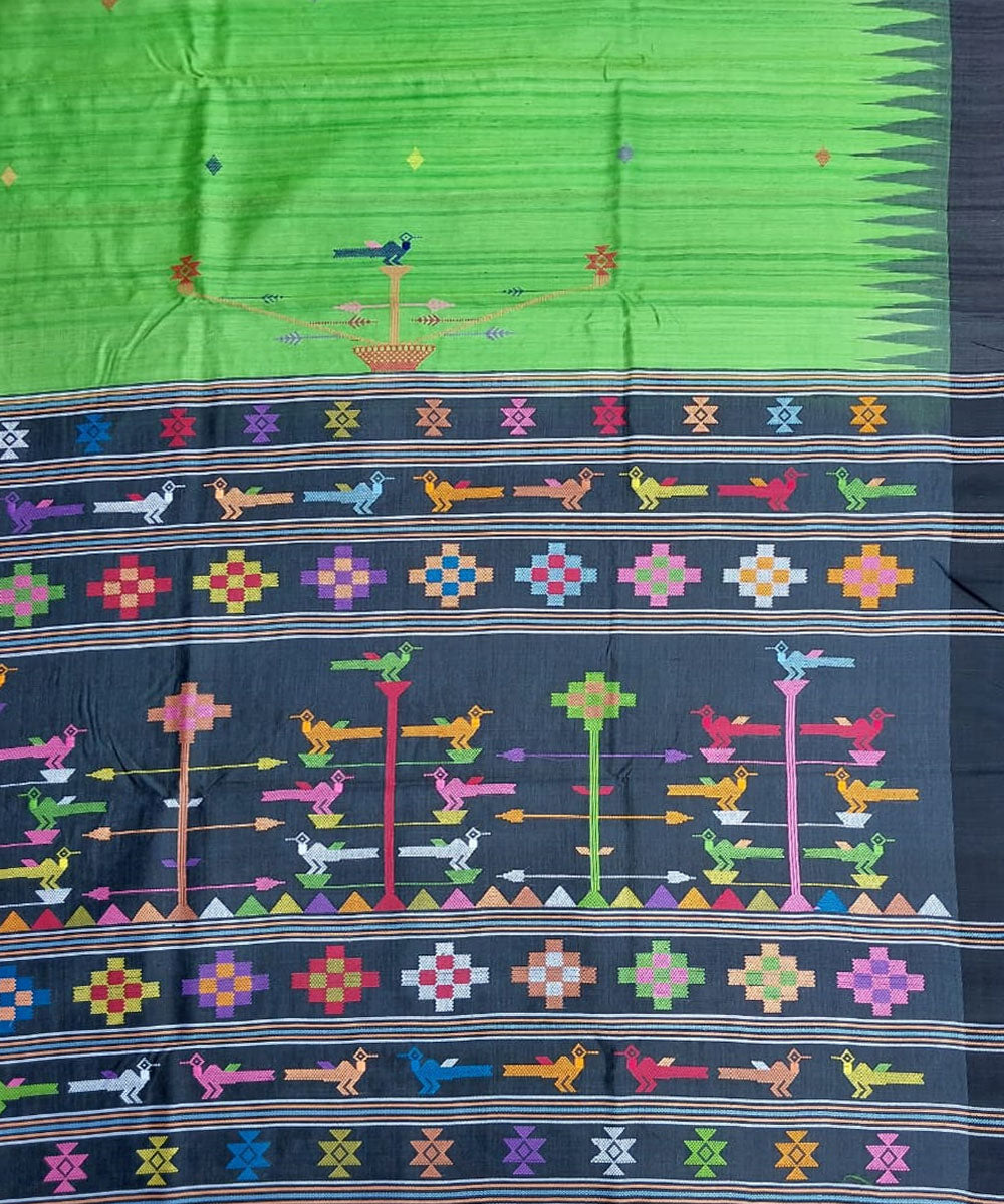 Light green blue tussar silk handloom gopalpur saree