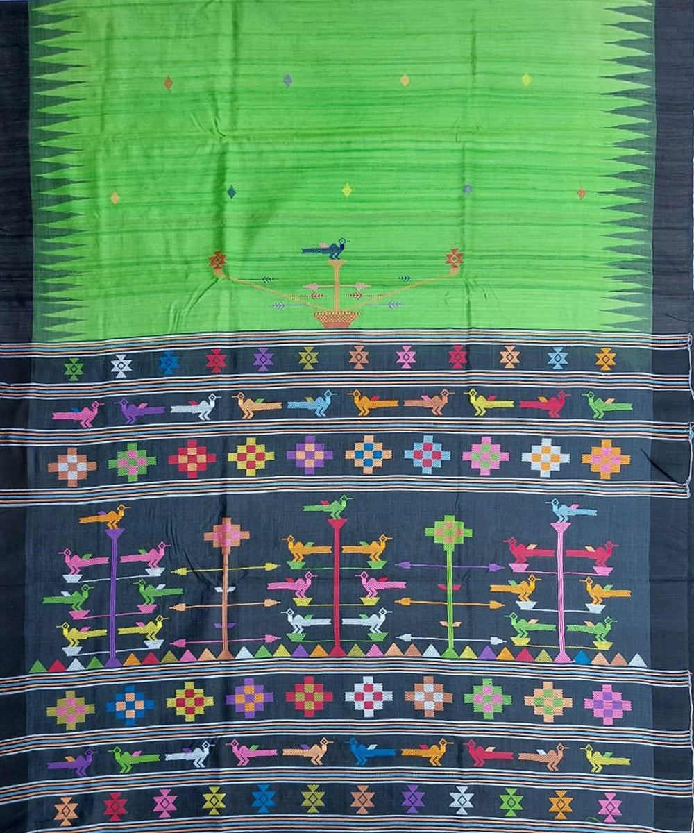 Light green blue tussar silk handloom gopalpur saree