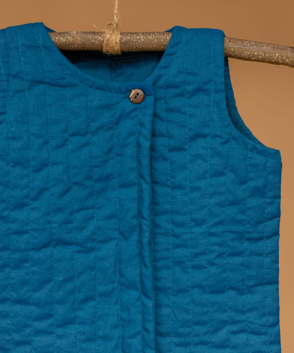 Blue handwoen cotton full sleeves jacket