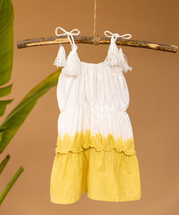White yellow handwoven ombre dress