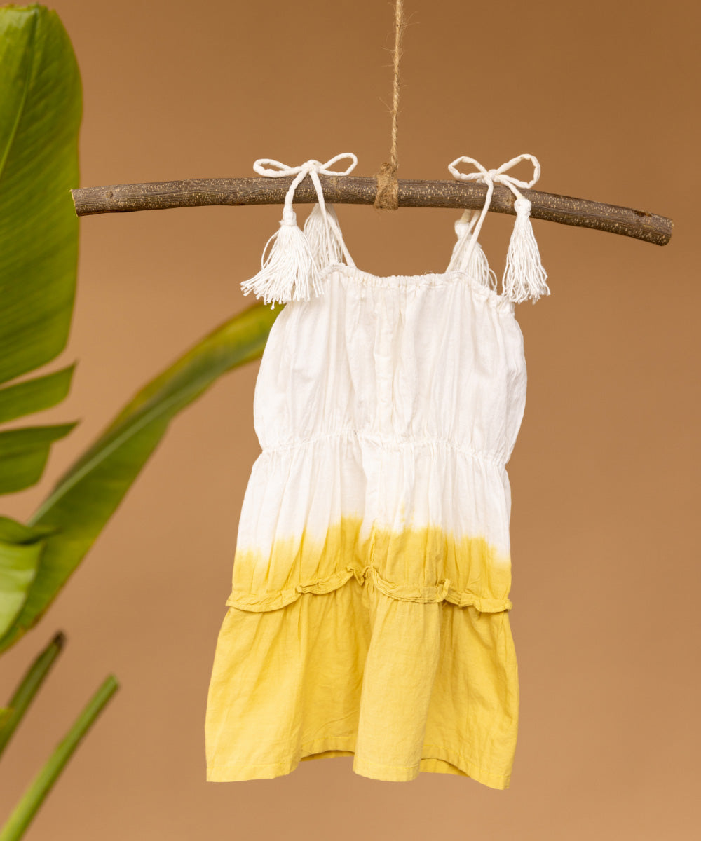 White yellow handwoven ombre dress