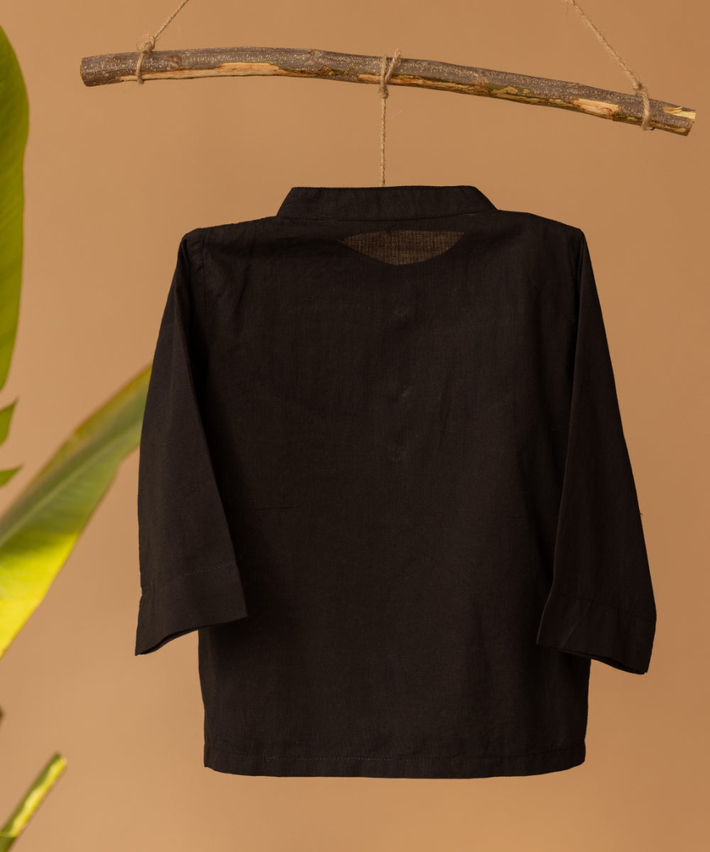 Black handwoven cotton full sleeves shirt