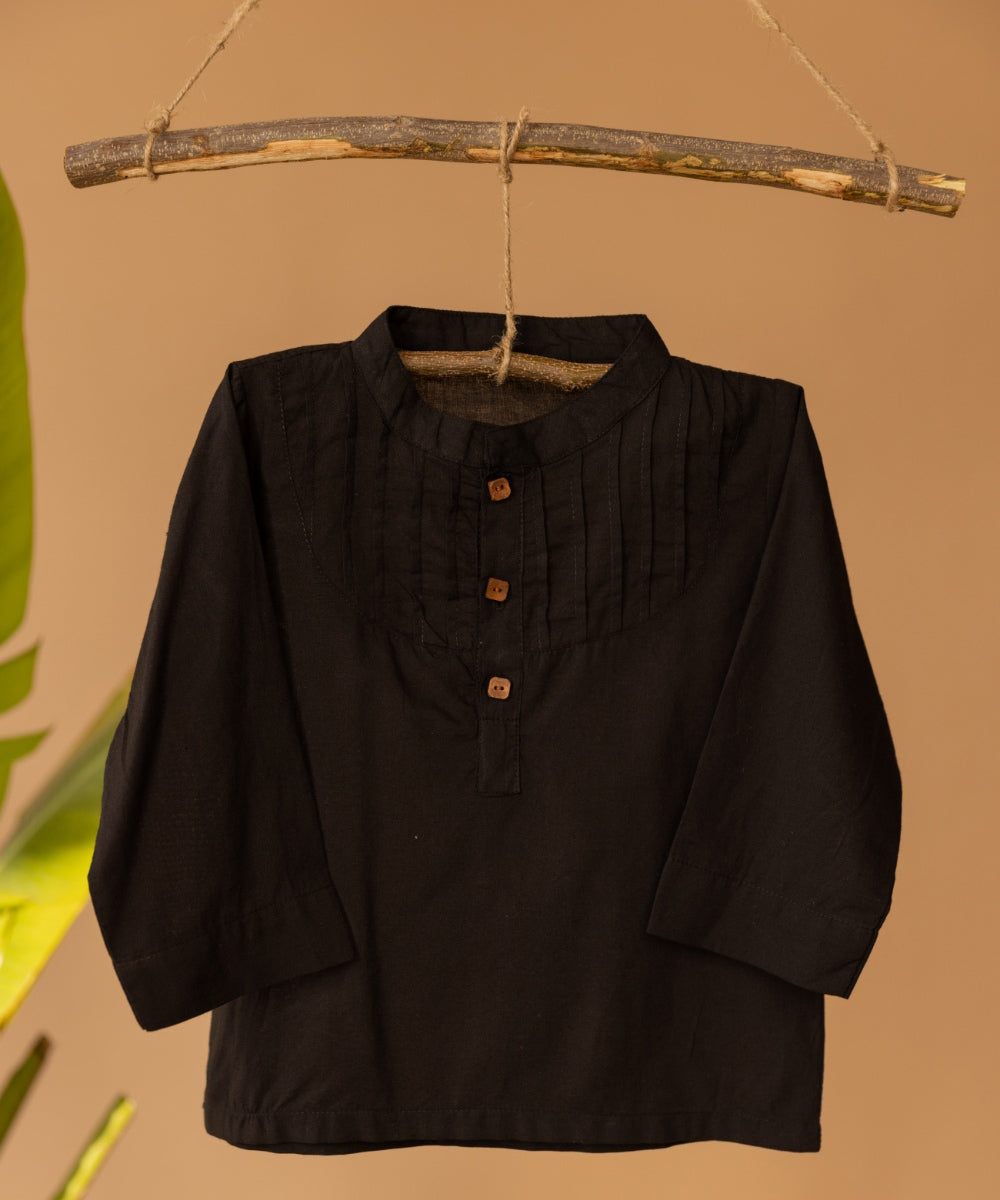 Black handwoven cotton full sleeves shirt