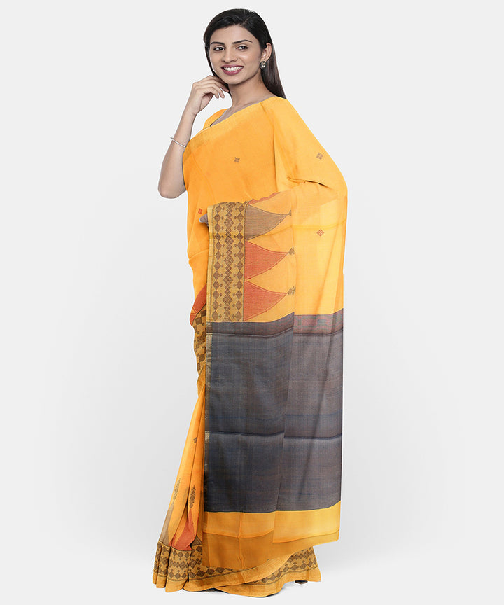 Yellow multicolour chhattisgarh tussar silk handwoven saree