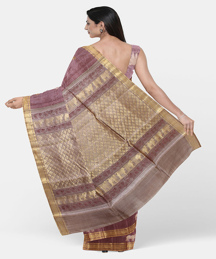 Magenta handwoven chhattisgarh tussar silk saree