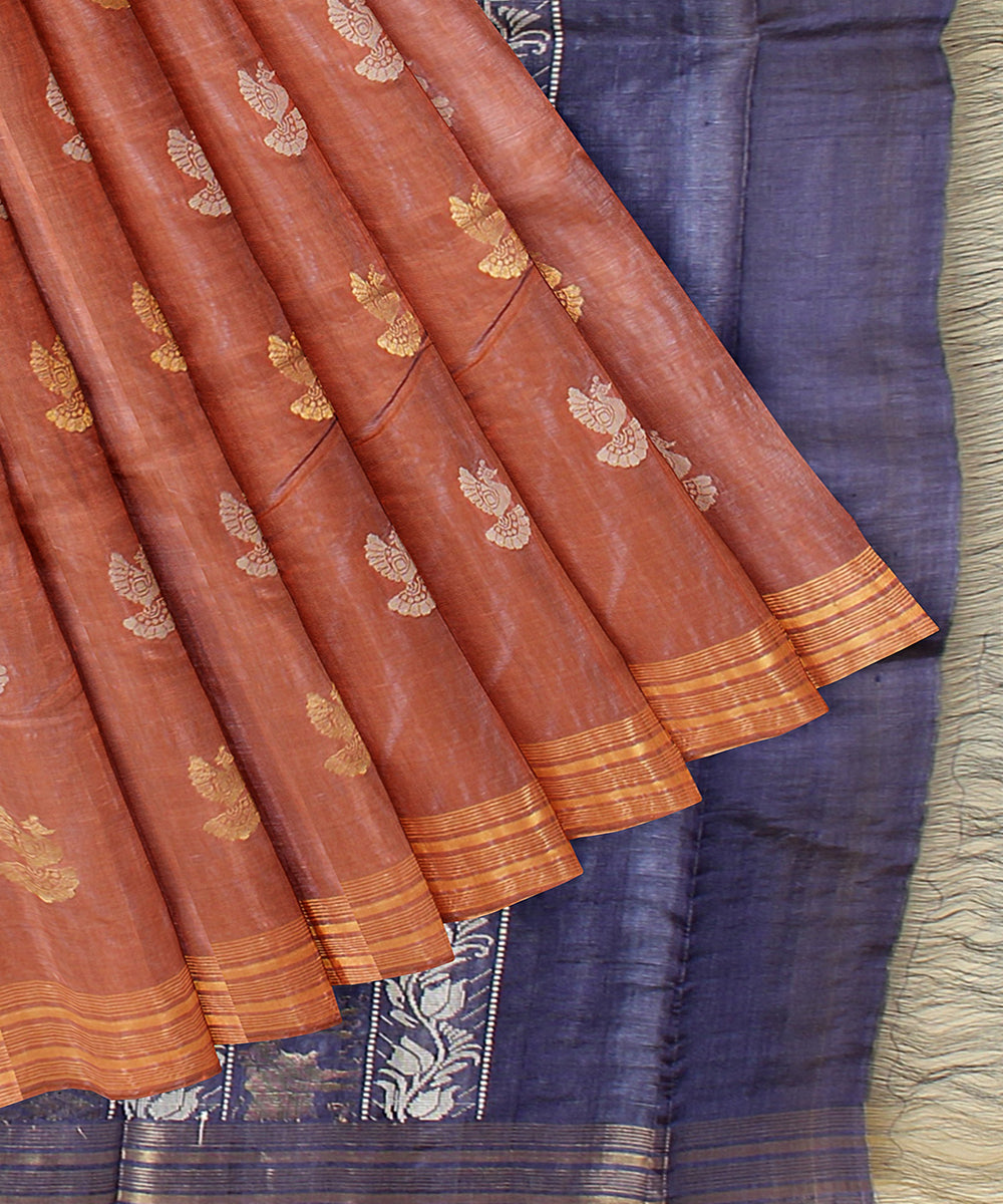 Red chhattisgarh tussar silk handwoven saree