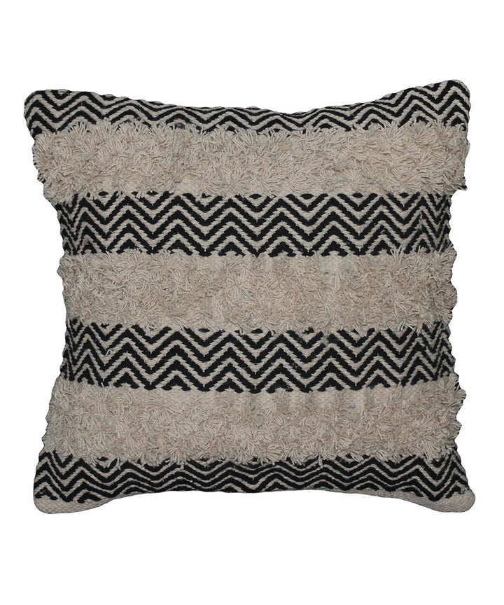 Black white handwoven cotton cushion cover