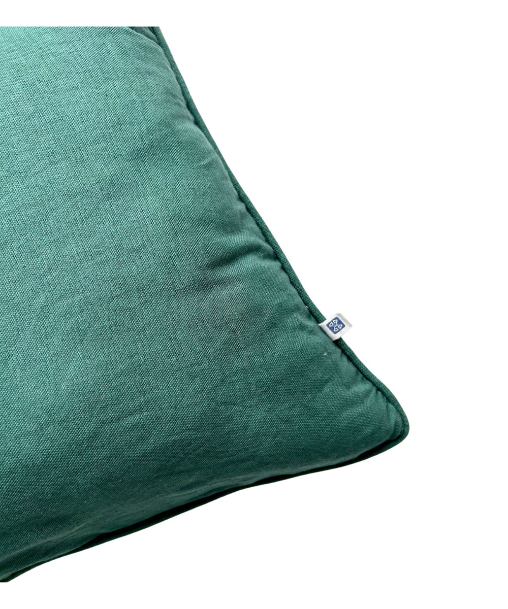 Dark green plain handloom cotton cushion cover