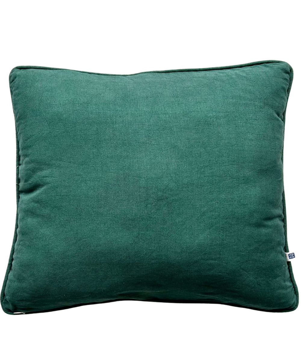 Dark green plain handloom cotton cushion cover