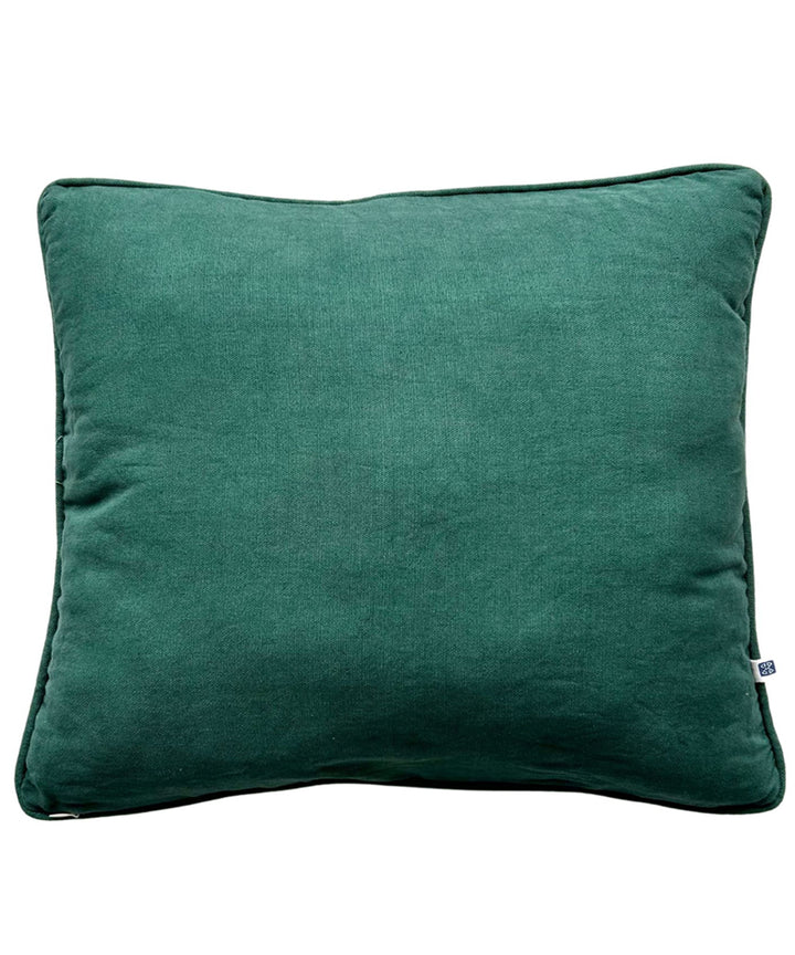 Dark green plain handloom cotton cushion cover