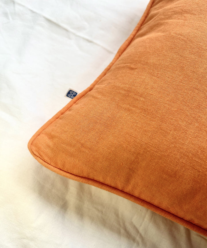 Orange plain handloom cotton cushion cover